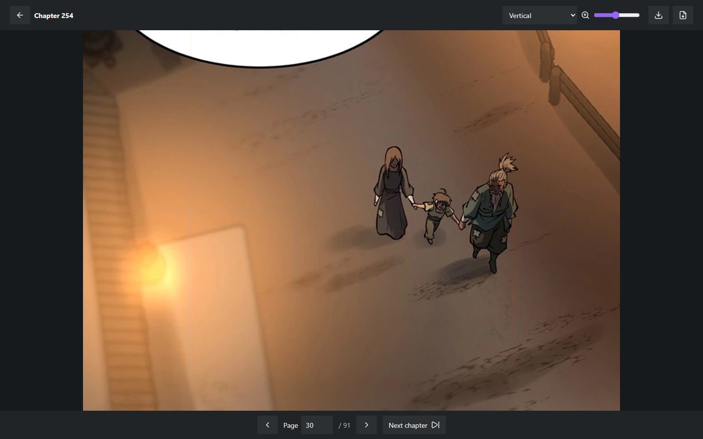 A chapter open in the Cloud Library reader in vertical scrolling mode