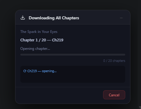 Download progress popup